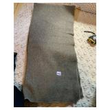 WOOL BLANKET, OLIVE DRAB, SERGED EDGES.