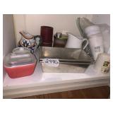 FIRE-KING RED REFRIGERATOR DISH, CERAMIC