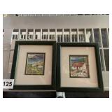 VTG MINIATURE WATERCOLOR PRINTS, FRAMED,