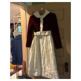 VTG VELVET AND BROCADE DRESS, BURGUNDY VELVET