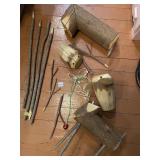 VTG HAND-CARVED WOODEN REINDEER FIGURES,