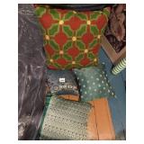 DECORATIVE THROW PILLOWS (4), ASSORTED PATTERNS,