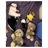 ASSORTED PLUSH TOYS, INCLUDES BEARS, SKUNK, AND