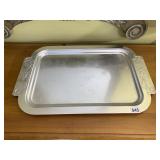 VTG SILVER-TONE SERVING TRAY, EMBOSSED HUNTING