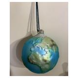 VTG GLOBE CHRISTMAS ORNAMENT, BLOWN GLASS, RELIEF