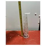 CUT GLASS BUD VASE, GEOMETRIC PATTERN.