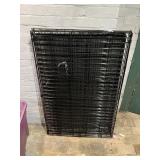 BLACK WIRE FOLDING PET CRATE W/ REMOVABLE TRAY.