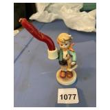 GOEBEL HUMMEL FIGURINE, BOY W/ HOBBY HORSE, W/