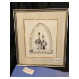 MOSS PRINT, FRAMED, DEPICTING TWO FIGURES IN