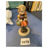 GOEBEL HUMMEL FIGURINE, GIRL W/ BASKET AND SCHOOL