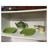 ASPARAGUS PLATES, TEA POT ETC.