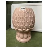 PINK CERAMIC PLANTER, ARTICHOKE DESIGN, CRACKLE