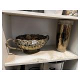 ANDREA BY SADEK BRASS FOOTED BOWL W/ GRAPE MOTIF,