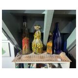 DECORATIVE GLASS BOTTLES W/ PRESERVED VEGETABLES,