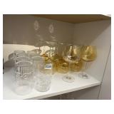 AMBER LUSTER STEMWARE, TALL STEMS, ROUND BOWLS,