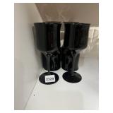 BLACK GLASS WINE GLASSES (4).