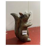 VTG BRASS SQUIRREL FIGURINE, STANDING POSE, FELT