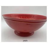 POTTERY BARN RED SERVING BOWL, HAND CRAFTED IN