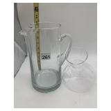 GLASS PITCHER W/ MATCHING GLASS LID.