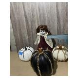 DECORATIVE PUMPKINS W/ GOLD SPIKE ACCENTS (3),