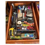 DRAWER ORGANIZER W/ ASSORTED TOOLS, FLASHLIGHTS,