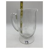 LIDO CRYSTAL PITCHER, PALM FROND MOTIF, PEDESTAL