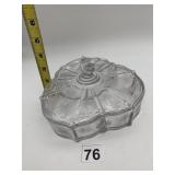 LIDO CRYSTAL DIVIDED SERVING DISH W/ LID, PALM