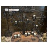 METAL CANDLE HOLDER STAND, SCROLLING VINE DESIGN,