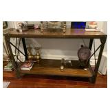 INDUSTRIAL STYLE CONSOLE TABLE, WOOD TOP, METAL