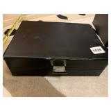 JEWELRY STORAGE BOX, BLACK FAUX LEATHER, VELVET