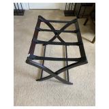 FOLDING LUGGAGE RACK, DARK WOOD FINISH, BLACK