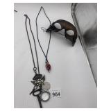 STEAMPUNK STYLE MASK W/ GEARS, PENDANT NECKLACE