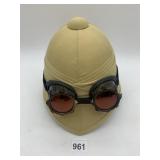 STEAMPUNK PITH HELMET, TAN FABRIC, ATTACHED