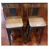 INDUSTRIAL STYLE BAR STOOLS, BLACK METAL FRAME,