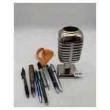 VINTAGE STYLE MICROPHONE DESK ORGANIZER, METAL