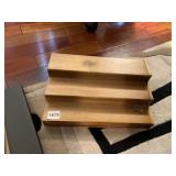 WOODEN THREE-TIERED DISPLAY STAND, STAINED