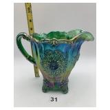 FENTON CARNIVAL GLASS PITCHER, CHRYSANTHEMUM