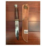 KA-BAR FIXED BLADE KNIFE W/ LEATHER SHEATH,