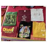 ASSORTED GRAPHIC T-SHIRTS (5), INCL OHANA LUAU,