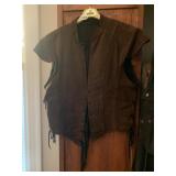 VINTAGE BROWN SUEDE LEATHER VEST, LACE-UP SIDES,