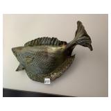 METAL FISH WALL SCULPTURE, TEXTURED SCALE DETAIL,