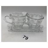 LIDO CRYSTAL CREAMER, SUGAR BOWL, SERVING TRAY,