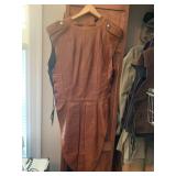 VINTAGE LEATHER TAILCOAT VEST, BROWN LEATHER,
