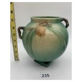 VINTAGE POTTERY VASE, PINE CONE AND NEEDLE RELIEF