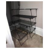 METAL WIRE STORAGE SHELVING UNITS, BLACK FINISH,