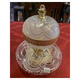 VINTAGE CRYSTAL COVERED COMPOTE, GILT METAL