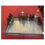 GALVANIZED METAL SERVING TRAY CONTAINING ASSORTED