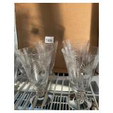 ETCHED GLASS STEMWARE W/ PALM FROND MOTIF (4).