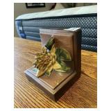 ROSEVILLE BOOKEND, BROWN GLAZE W/ YELLOW