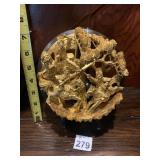 CHINESE GILT WOOD CARVING, CIRCULAR RELIEF,